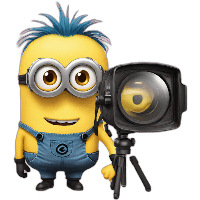  minion is filming a video for tik tok emoji