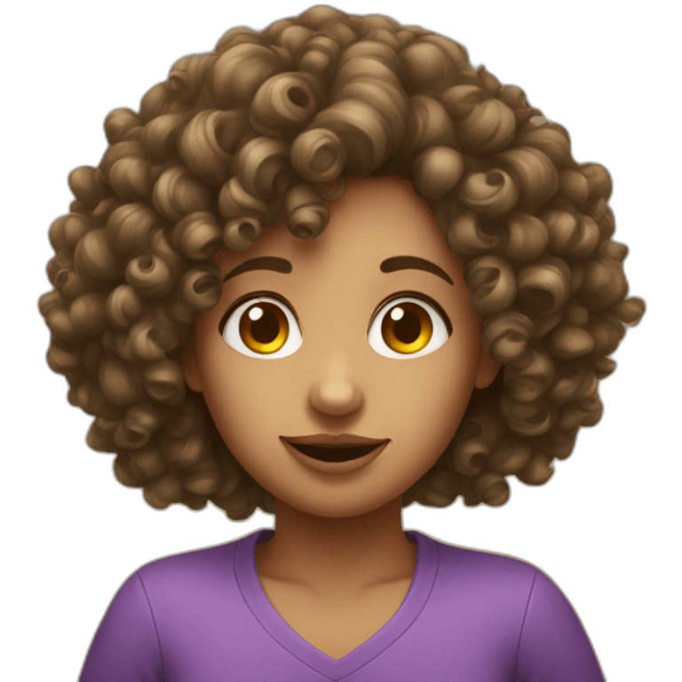 Curly hair girl with big nose emoji