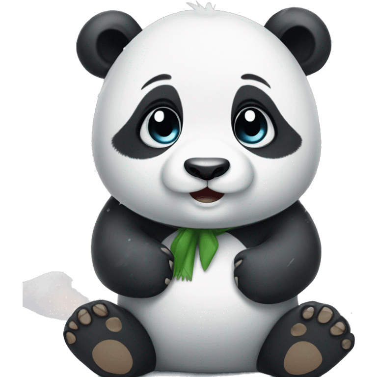 Cute baby panda in a snowing day  emoji