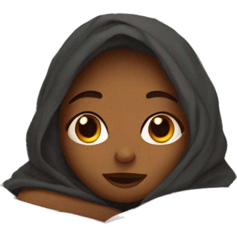 girl snuggled in blankets in bed  emoji