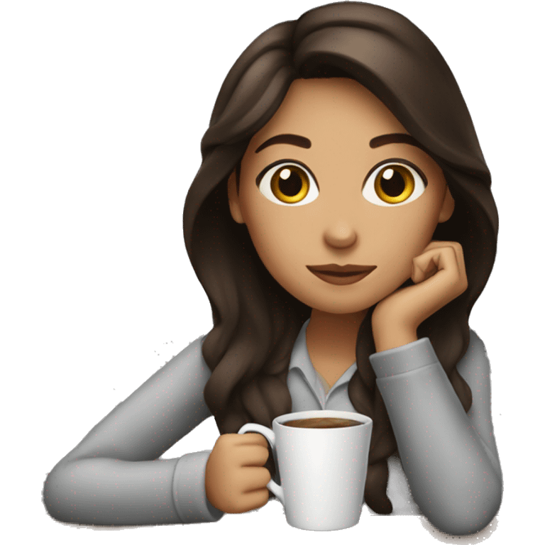 brunette drinking coffee emoji