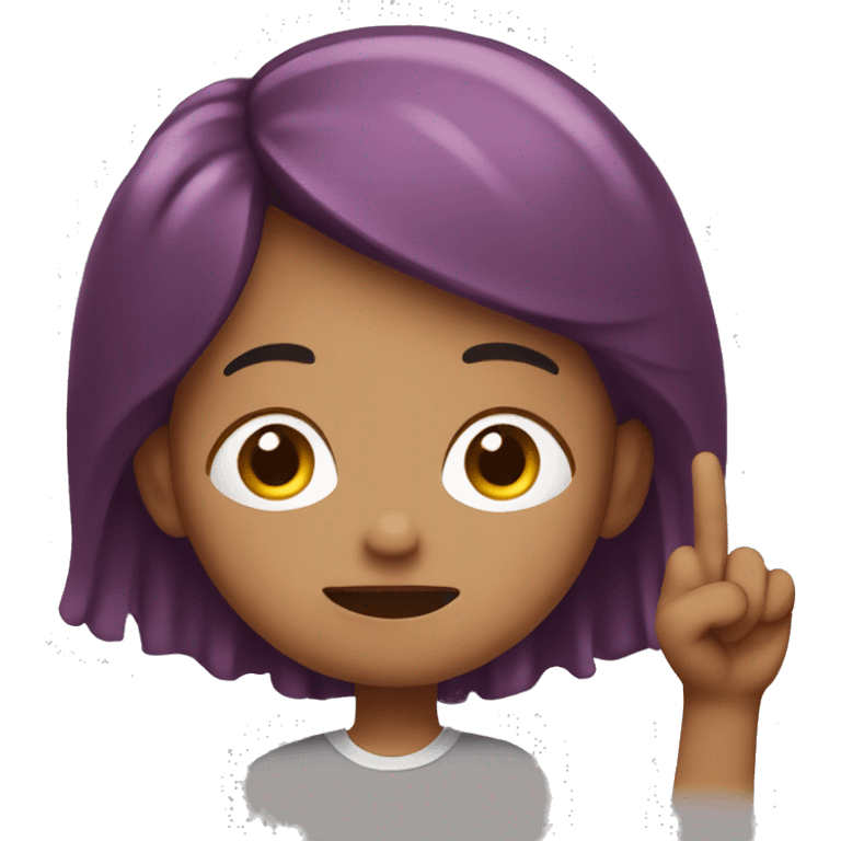 Kid with maroon hair holding up two “rock on” finger poses with eyes closed  emoji