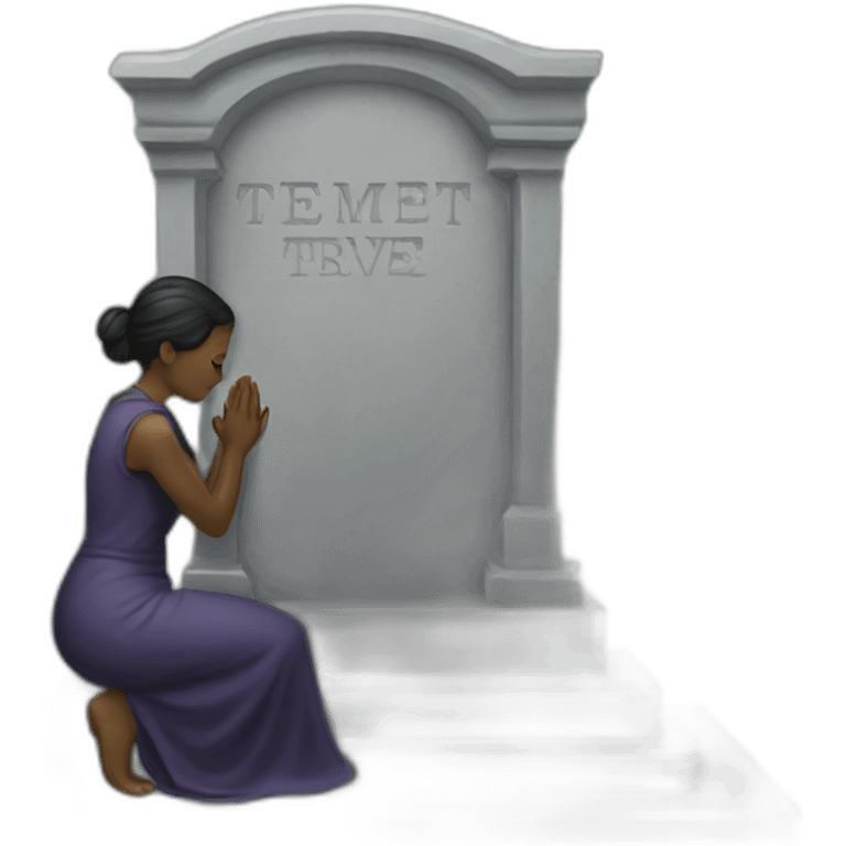 woman kneeling at tombstone emoji