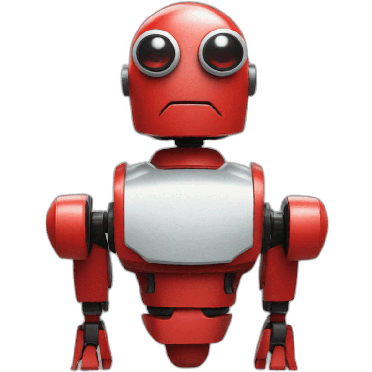 red robot with a black domed head and red eyes from spider-man universe emoji