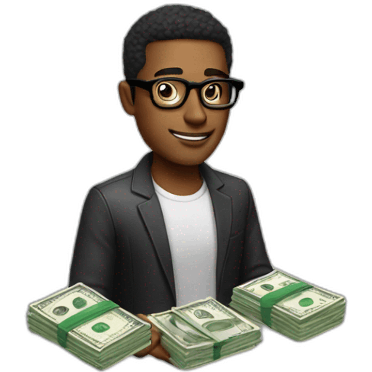 cool guy with glasses and money emoji