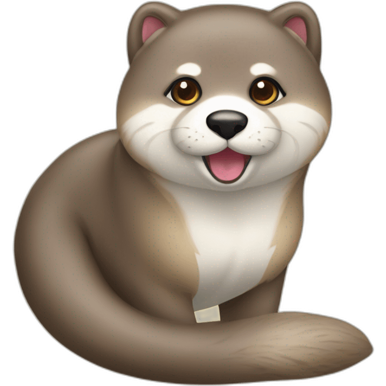 loutre sur le dos de akita emoji