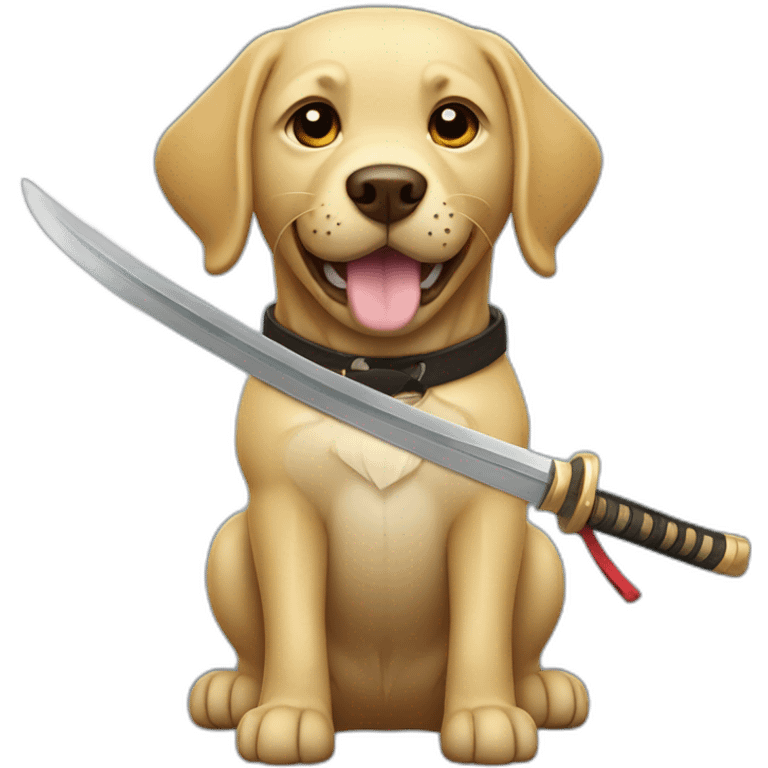 Labrador dog with katana emoji