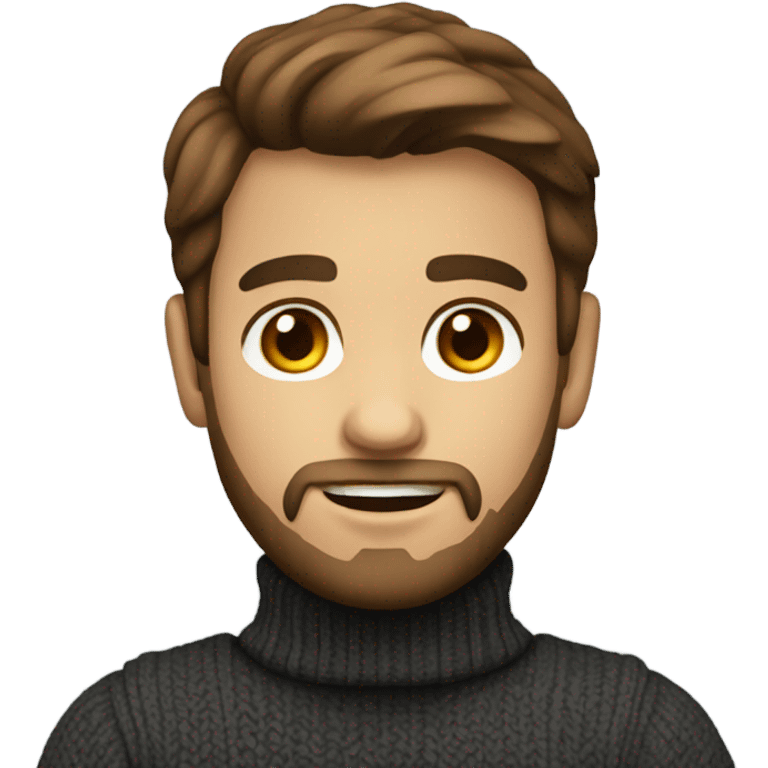 Boy developer with brown hair and beard in turtleneck sweater emoji