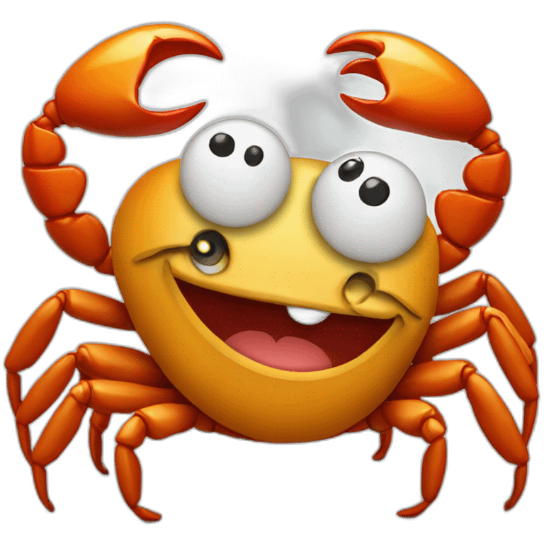 Smiling crab holding bitcoin  emoji