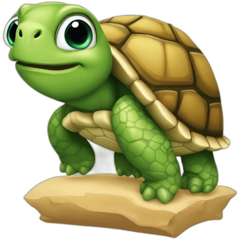 Une tortue donne la nouritture emoji