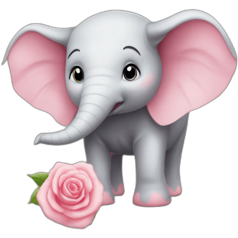 Éléphant rose sur une vache emoji