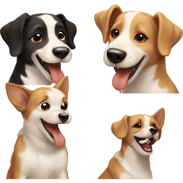 Cute dogs best friends laughing comic book style emoji