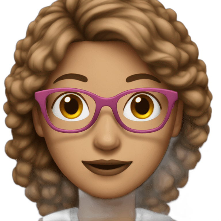 woman pink skin brown hair white glasses emoji