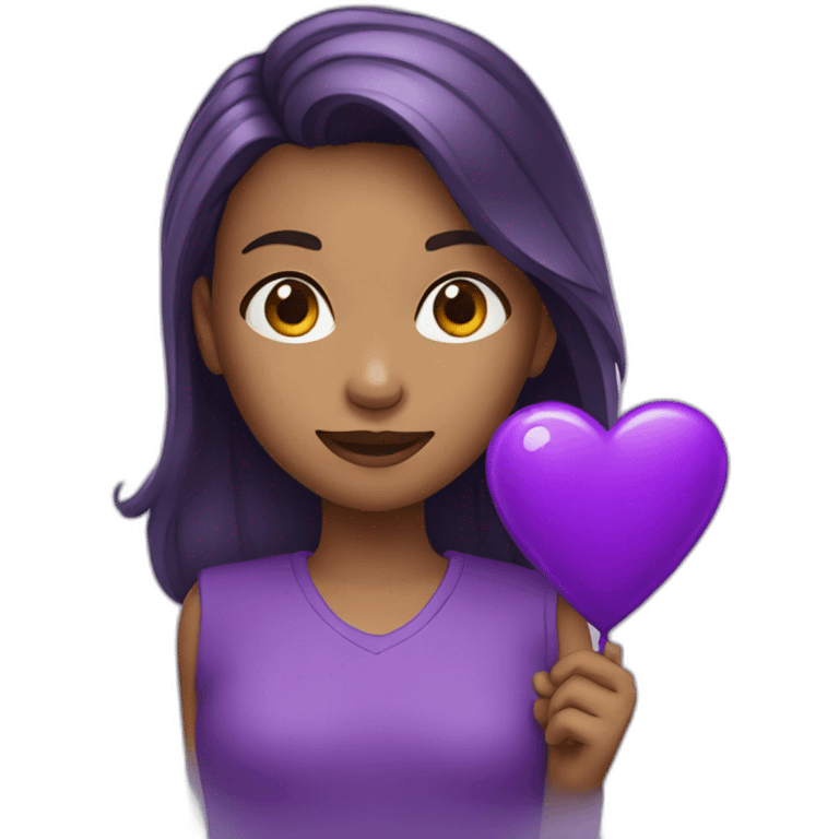 Girl with purple heart emoji