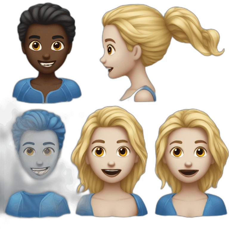 Un jeune congolais, les cheveux bleus et qui a das dents de vampire. emoji