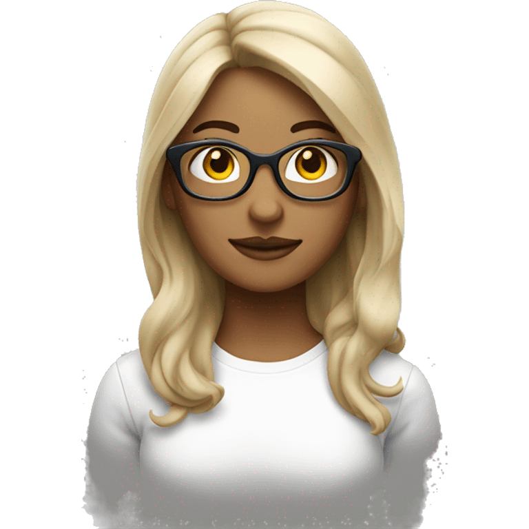 femme chatain cheveux mi long avec lunette emoji