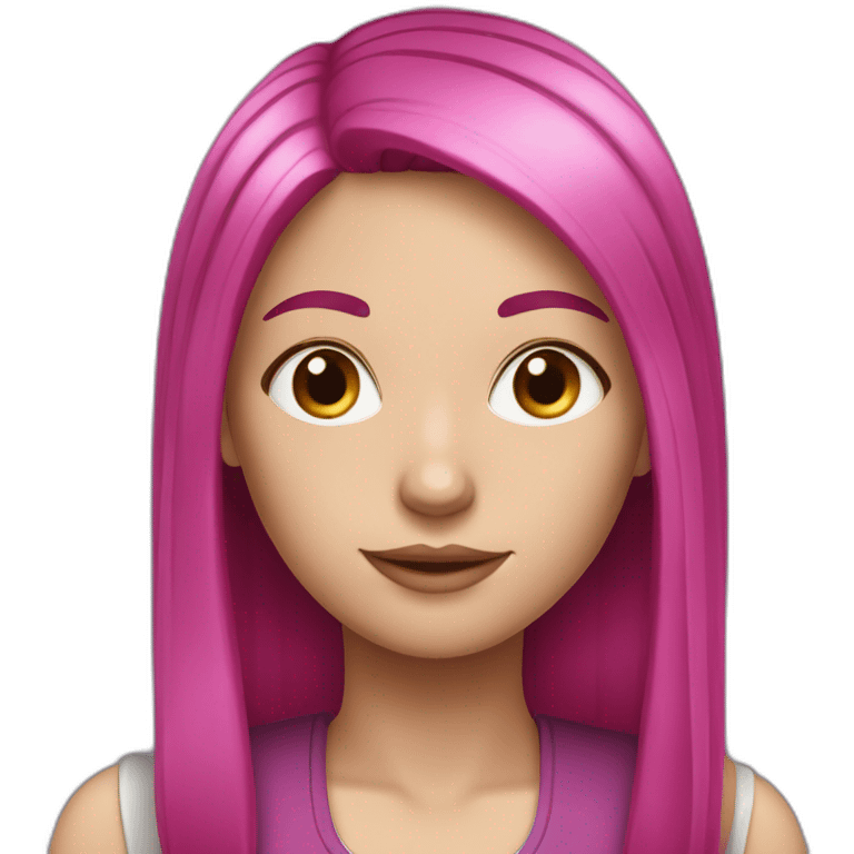 White girl with medium long straight magenta hair  emoji