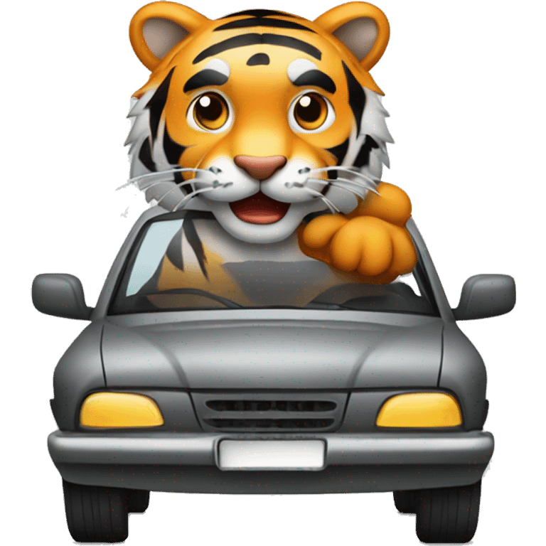 a tiger parking a car emoji