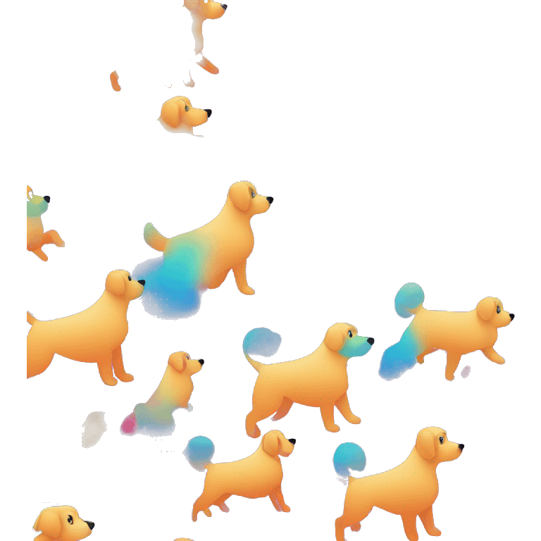 Vector art of a dog running made of vector multicoloured gradient shapes abstract shapes vector art emoji