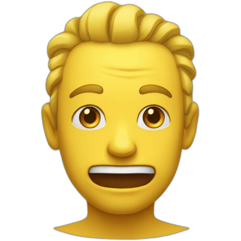 a yellow face holding in a luagh mouth closed eyebrows rusled and SLIGHTLY smileing emoji