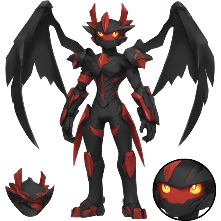  Cool Edgy Black Red Digimon-Fakemon full body emoji