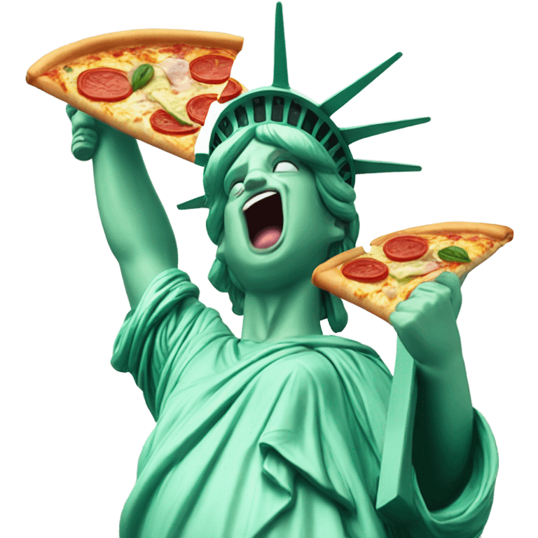 Statue of Liberty eating a slice of pizza emoji