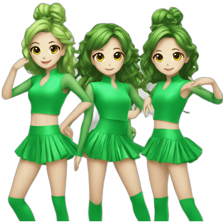 Dance-girls-kpop-team-green emoji