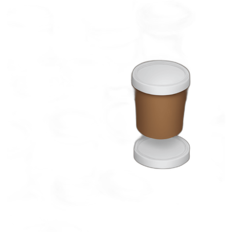 Brown vitamin pot with white lid and blue label emoji