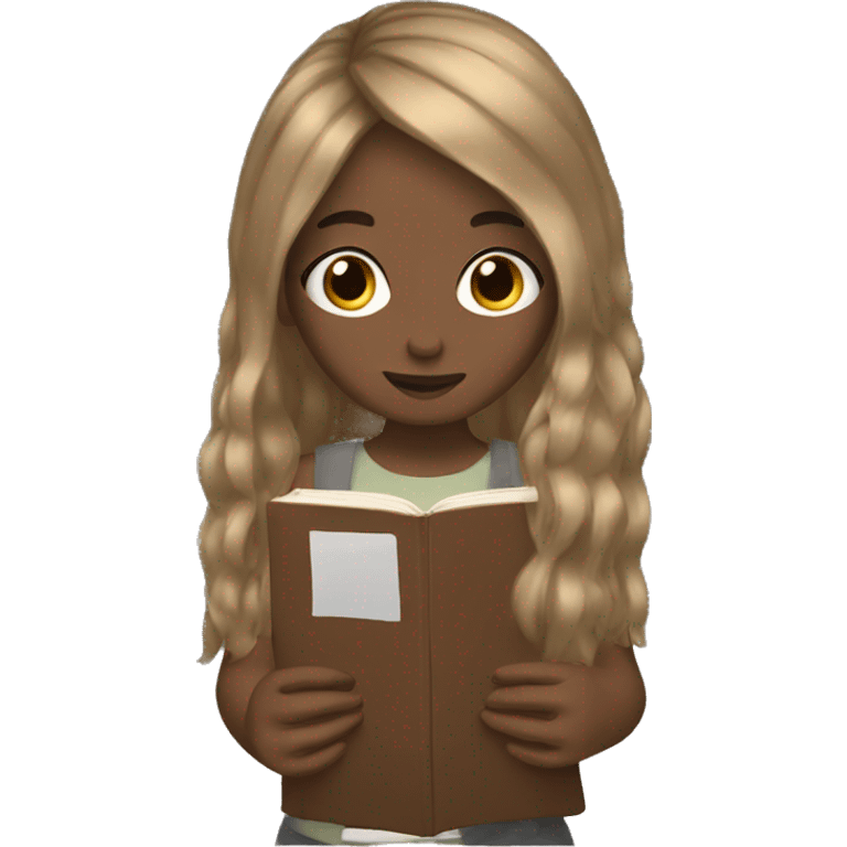 Girl hair brown reading emoji