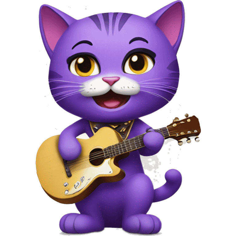 purple cat singing, cat in Elvis presley costume emoji