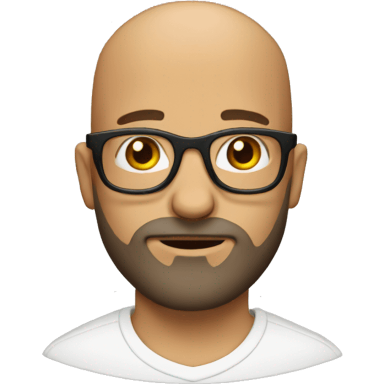 bald man with beard and glasses with brown eyes emoji