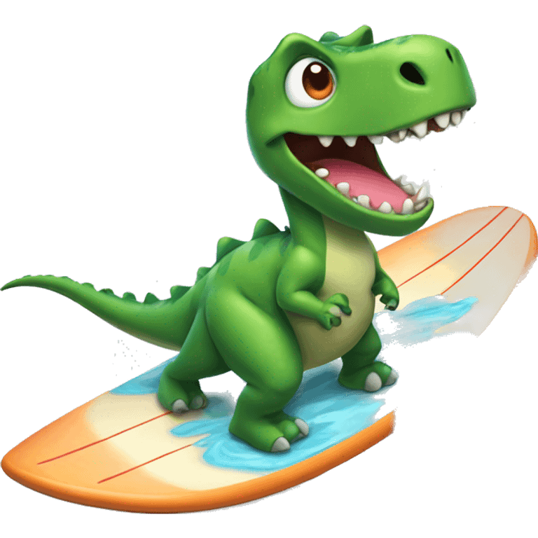 Dinosaur on a surfboard emoji