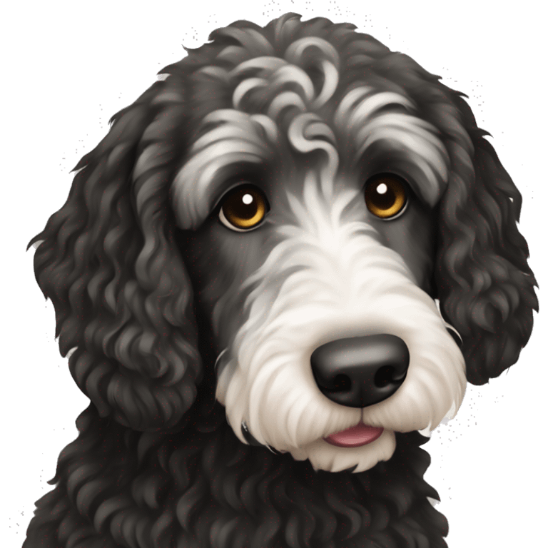 Labradoodle black with white stripes  emoji