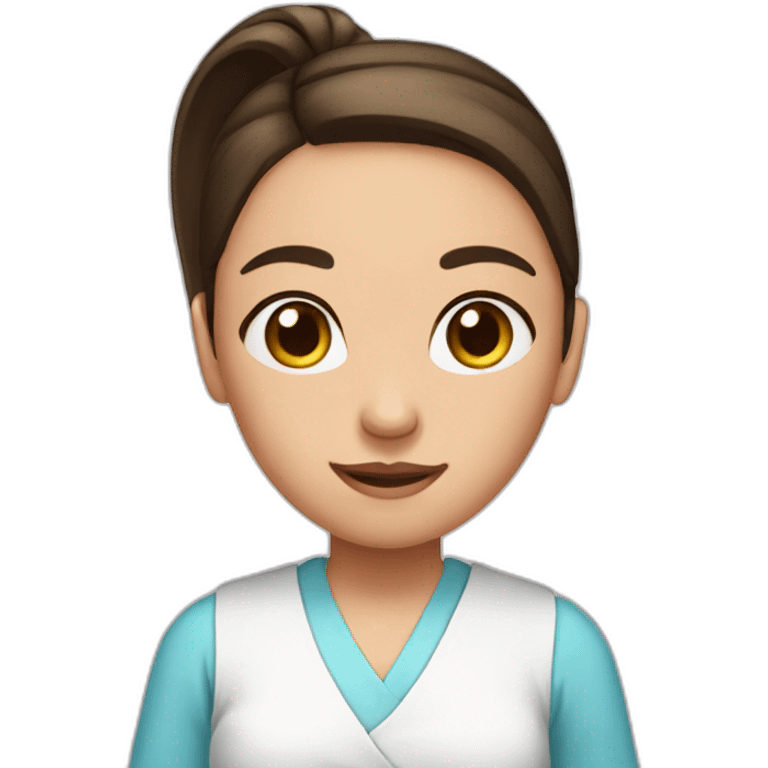 a brunette girl with a ponytail in the hospital emoji