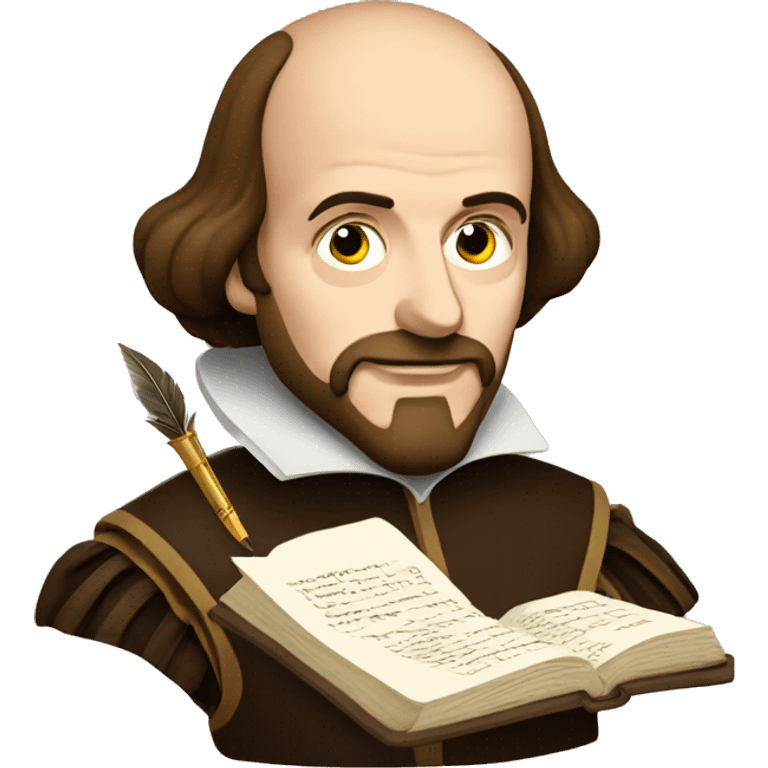 Shakespeare writing with a book and quill emoji