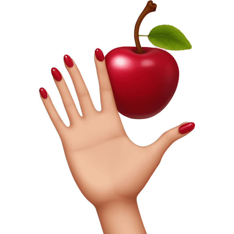 hand with long nails holding cherries emoji