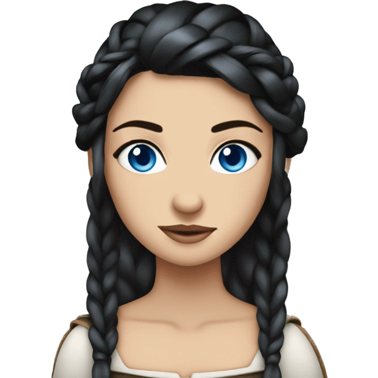 Shield maiden with Black hairbraid and blue eyes emoji