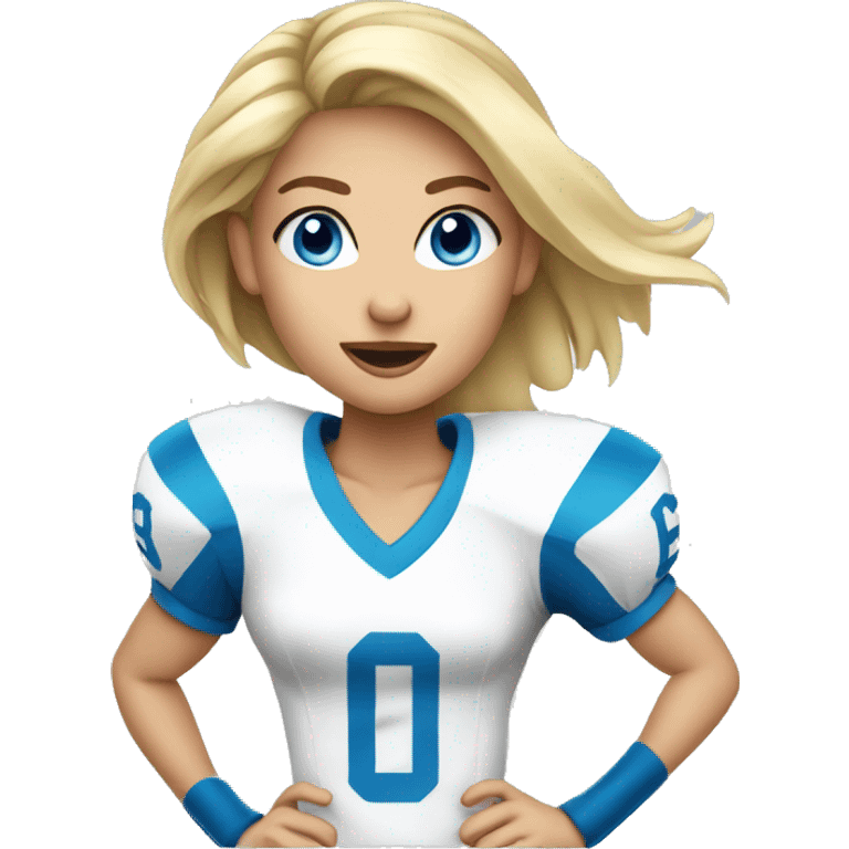 blonde football girl blue eyes running emoji