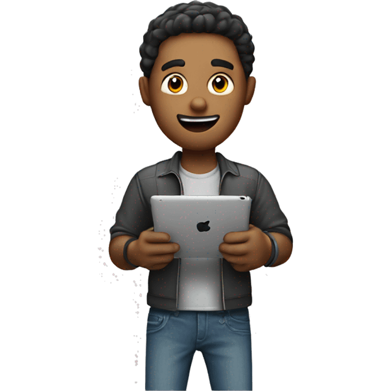 Man playing video game on ipad emoji