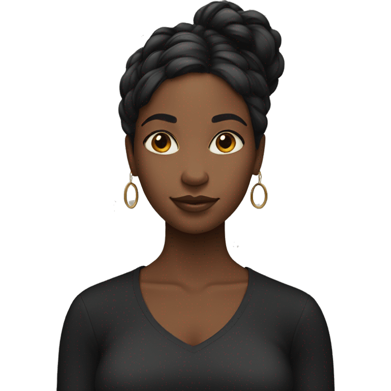 Black girl with indian hair and and a black top emoji