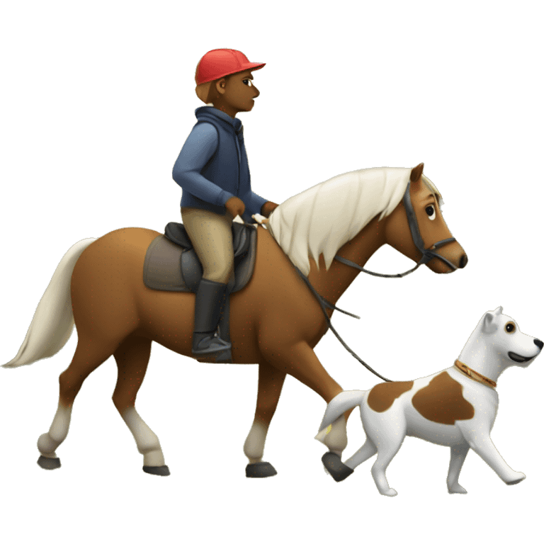 A horse and a dog Walking in the forest  emoji