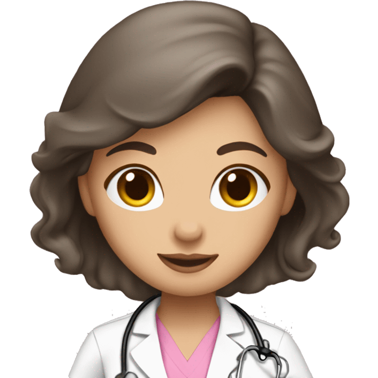 pretty brunette nurse with long hair in pink scrubs emoji