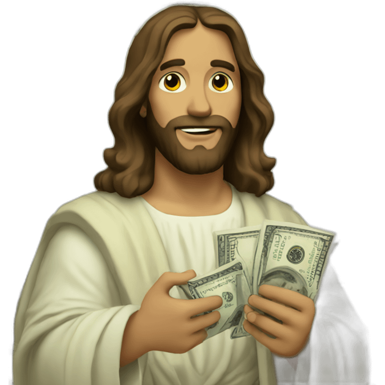 jesus holding dollars emoji