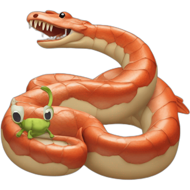 Serpent sur une vache à côté d’un crabe emoji