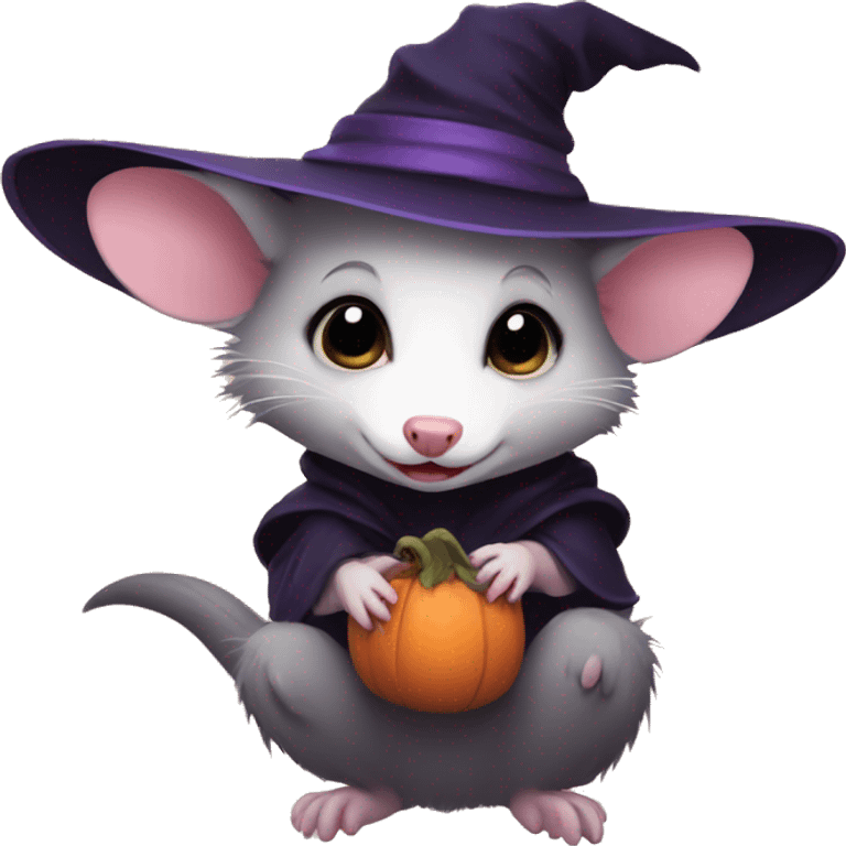 Opossum cute witch emoji