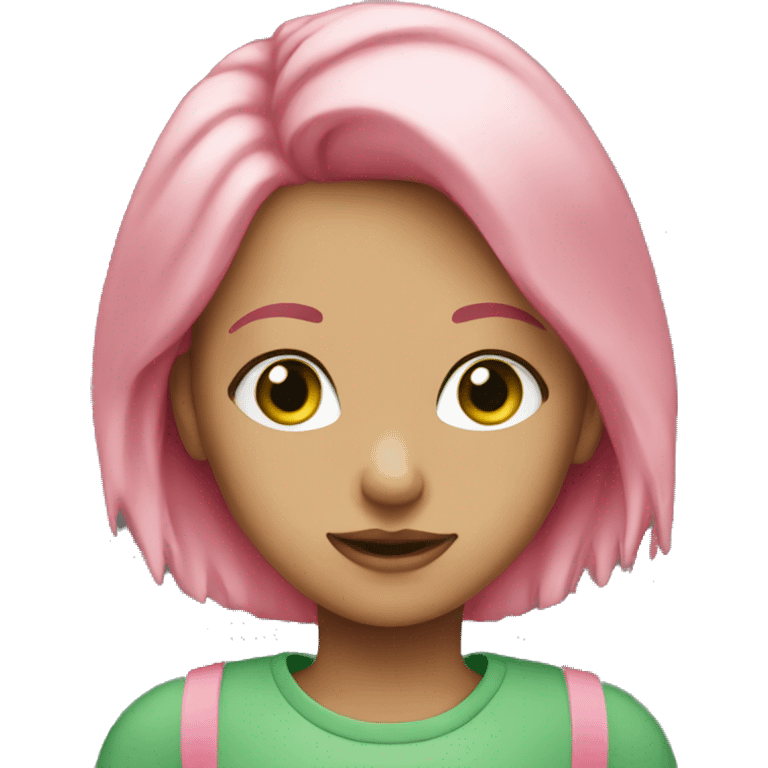 girl with green eyes and pink hair emoji