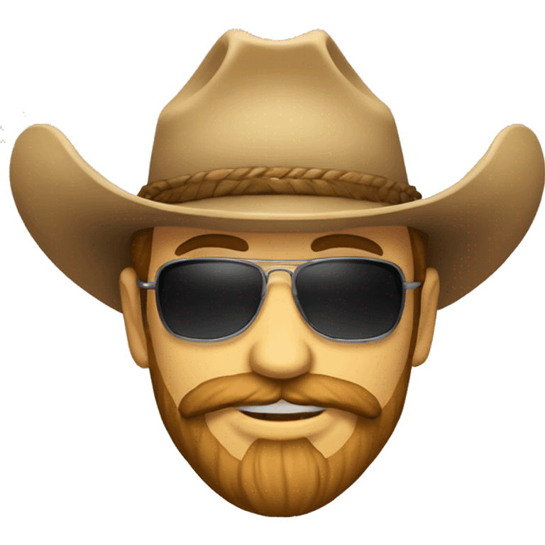 Crea un emoji de cara de un hombre con barba y sombrero rancho  emoji