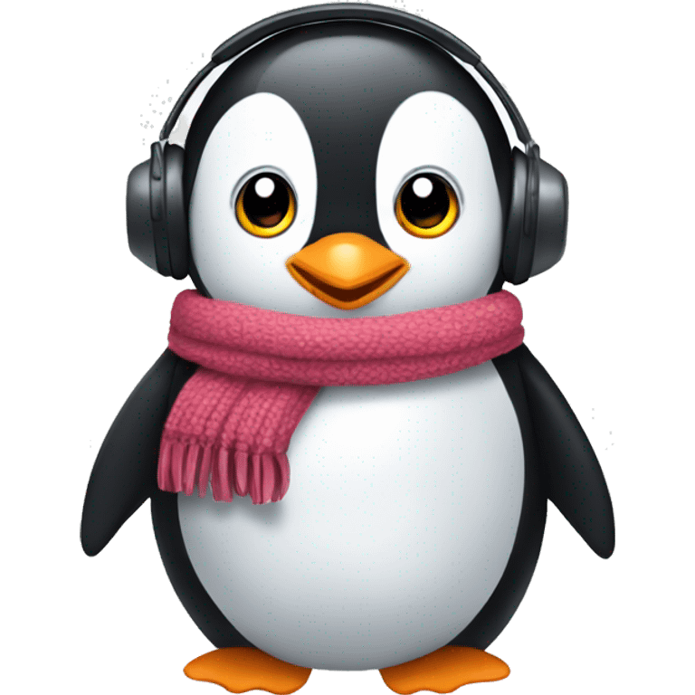 Penguin wear earmuffs and a scarf  emoji