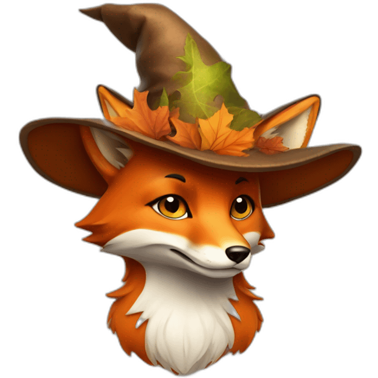 fox with autumn witch hat emoji