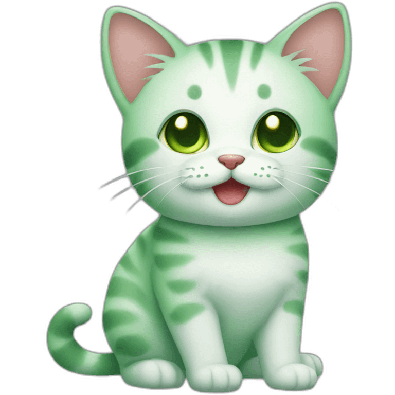 Cat green cute smile emoji